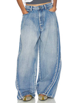 Jaded London - Vapor Colossus Women's Mid-Waist Wide-Leg Jeans Blue