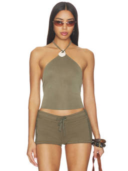 Jaded London - Twist Drape Women's Sleeveless Halter Neck Top Olive