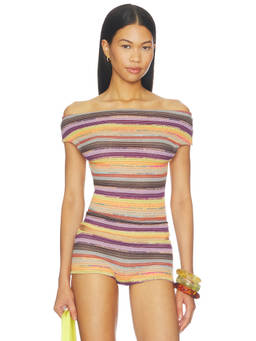Jaded London - Cata Multi Stripe Women's Asymmetrical Knit Top Multi-Color