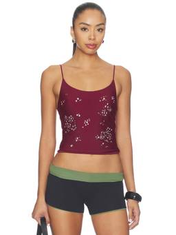 Jaded London - Jewel Stone Women's Rhinestone Embellished Tankini Burgundy