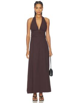 Juillet - Dolly Women's Halter Neck Sleeveless Maxi Dress Wine