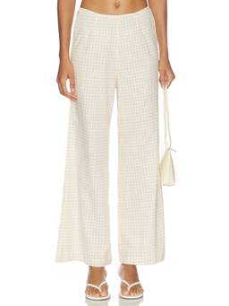 Juillet - Margot Women's Wide-Leg Palazzo Pants Vanilla Gingham