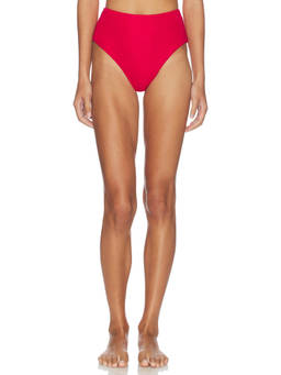 Juillet - Crinkled Women's High Waist Bikini Bottom Raspberry