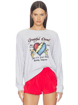 Junk Food - Grateful Dead Women's Graphic Raglan Crew Sweatshirt White