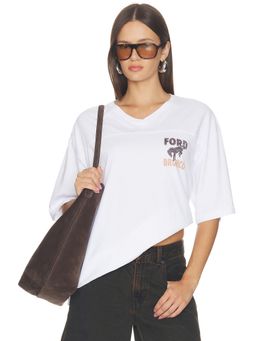 Junk Food - Ford Bronco Women's Graphic Print V-Neck Oversized T-Shirt White