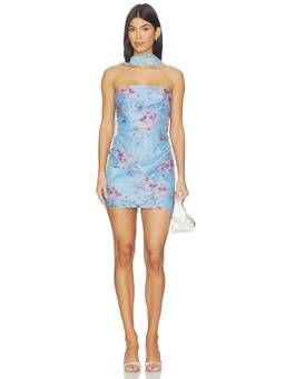 Katie May - Roux Women's Strapless Floral Organza Mini Dress Blue