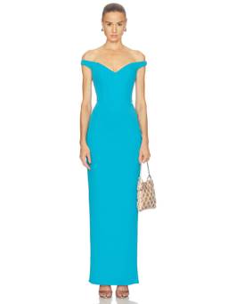Katie May - Reverie Women's Off-Shoulder Boned Bodice Maxi Dress Teal