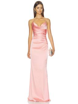 Katie May - Hope Women's Satin Cowl Neck Slip Maxi Dress Peach