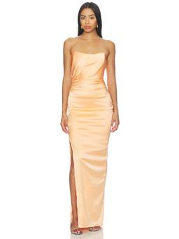 Katie May - Sway Women's Strapless Ruched Maxi Gown Coral