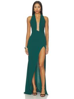 Katie May - Legs For Days Women's Halter Neck Plunging Gown Green