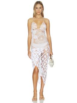 KETTEL ATELIER - Laurita Women's Sheer Crochet Maxi Dress White