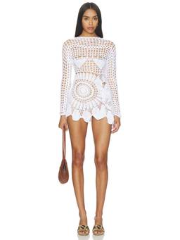 KETTEL ATELIER - Clara Crochet Women's Sheer Openwork Mini Dress Off White