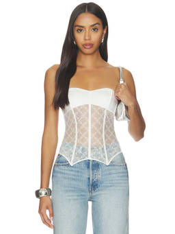 Kiki de Montparnasse - Handcuff Women's Strapless Lace Boned Bustier Ivory