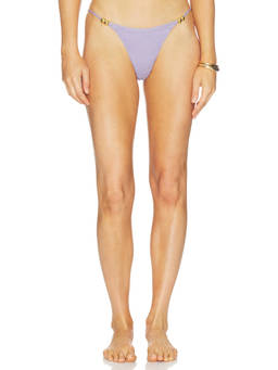 Kapri - Women's Gold Hardware Pull-On Bikini Bottom Lavender