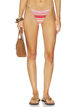 Kapri - Beverly Women's Striped Pull-On Bikini Bottom Red