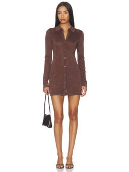 Ksubi - Devin Women's Lurex Knit Button-Down Shirt Mini Dress Stone
