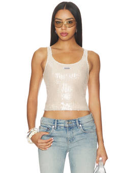 Ksubi - Chloe Women's Sequined Sleeveless Tank Top Tan