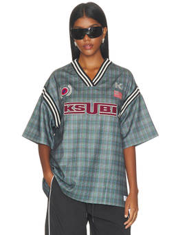 Ksubi - Union Jersey Women's V-Neck Embroidered Patchwork Top Green