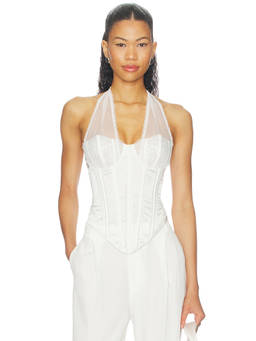 KAT THE LABEL - Marilyn Women's Underwired Lace Trim Satin Corset Top Ivory