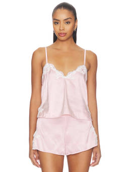 KAT THE LABEL - Jean Women's Lace Trim Satin Camis / Tops Pink