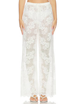 KAT THE LABEL - Florence Women's Sheer Crochet Lace Drawstring Pajamas Antique
