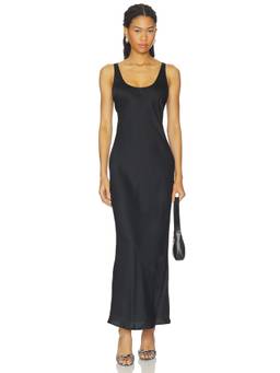L'AGENCE - Akiya Women's Sleeveless Scoop Neck Satin Maxi Dress Black