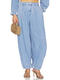 L'AGENCE - Convertible Women's Wide Leg Jeans Blue