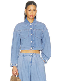 L'AGENCE - Gaines Women's Balloon Sleeve Denim Jacket Blue