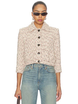 L'AGENCE - Jia Women's Tweed Button-Down Cropped Jacket Ivory