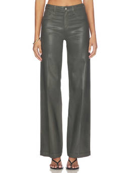 L'AGENCE - Scottie Women's Mid-Waist Coated Wide Leg Trousers Ash Olive