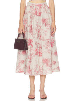 L'AGENCE - Seina Women's Printed High-Waist Midi Skirt Multi-Color