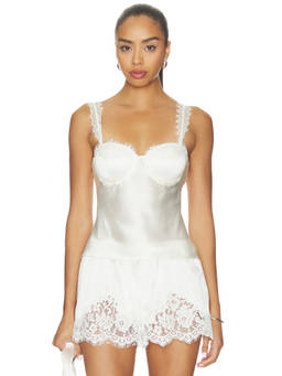 L'AGENCE - Soleia Women's Lace Strap Silk Camisole Ivory