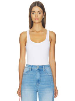 L'AGENCE - Nica Women's Sleeveless Scoop Neck Tank Bodysuit White