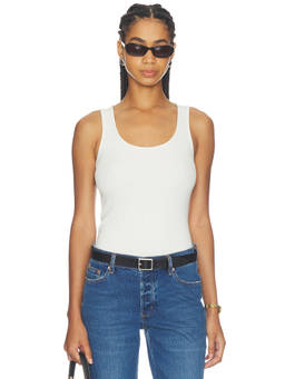 L'AGENCE - Adira Women's Ribbed Scoop Neck Tank Top Vintage White