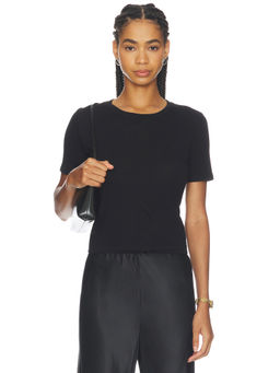 L'AGENCE - Stormy Women's Short Sleeve Crew Neck Crop T-shirt Black