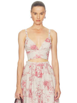 L'AGENCE - Kaori Women's Printed Sleeveless Crop Top Tan