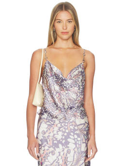 L'AGENCE - Calista Women's Printed Sleeveless Cowl Neck Cami Multi-Color