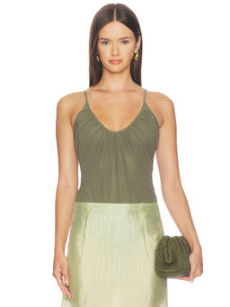L'AGENCE - Gelina Women's Ruched Bodysuit Smokey Olive