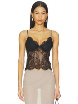 L'AGENCE - Rosel Women's Lace Built-In Bra Camisole Black