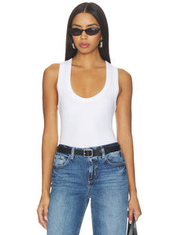 L'AGENCE - Shania Women's Ribbed Racerback Tank Top White