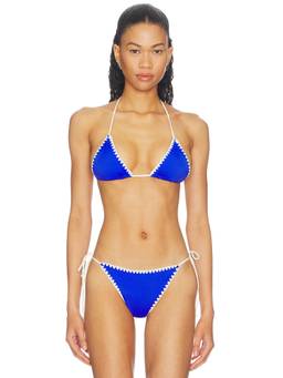 Leslie Amon - Lucy Women's Padded Halter Neck Bikini Top Blue