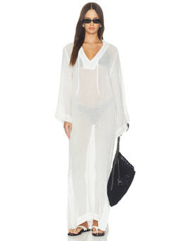 Lisa Marie Fernandez - Sorrento Gauze Women's Sheer Tie-Up Kaftan White