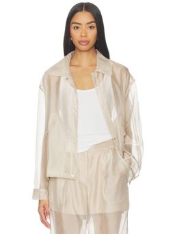 LAMARQUE - Manda Verma Women's Sheer Organza Snap Button Shirt Beige