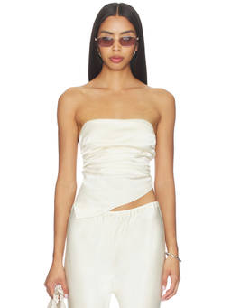 LAMARQUE - Charmeuse Women's Strapless Asymmetric Hem Top Cream