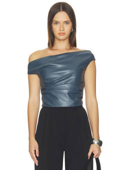LAMARQUE - Ines Women's Ruched One Shoulder Crop Top Grey