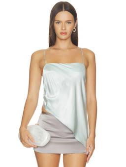 LAMARQUE - Solange Women's Satin Asymmetric Hem Cami Blue