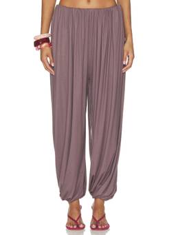Line & Dot - Diane Draped Women's Elastic Waist Wide-Leg Palazzo Pants Mauve