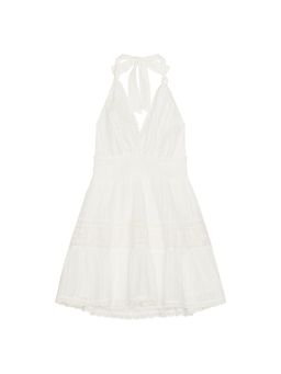 LoveShackFancy - Priselle Women's Halter Neck Smocked Waist Midi Dress White