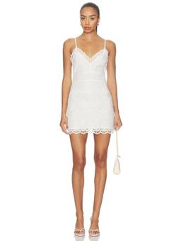 LoveShackFancy - Peppy Women's Eyelet V-Neck Strappy Mini Dress White