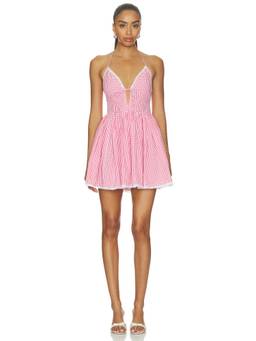 LoveShackFancy - Poplin Women's Halter Tie-Up Mini Dress Pink